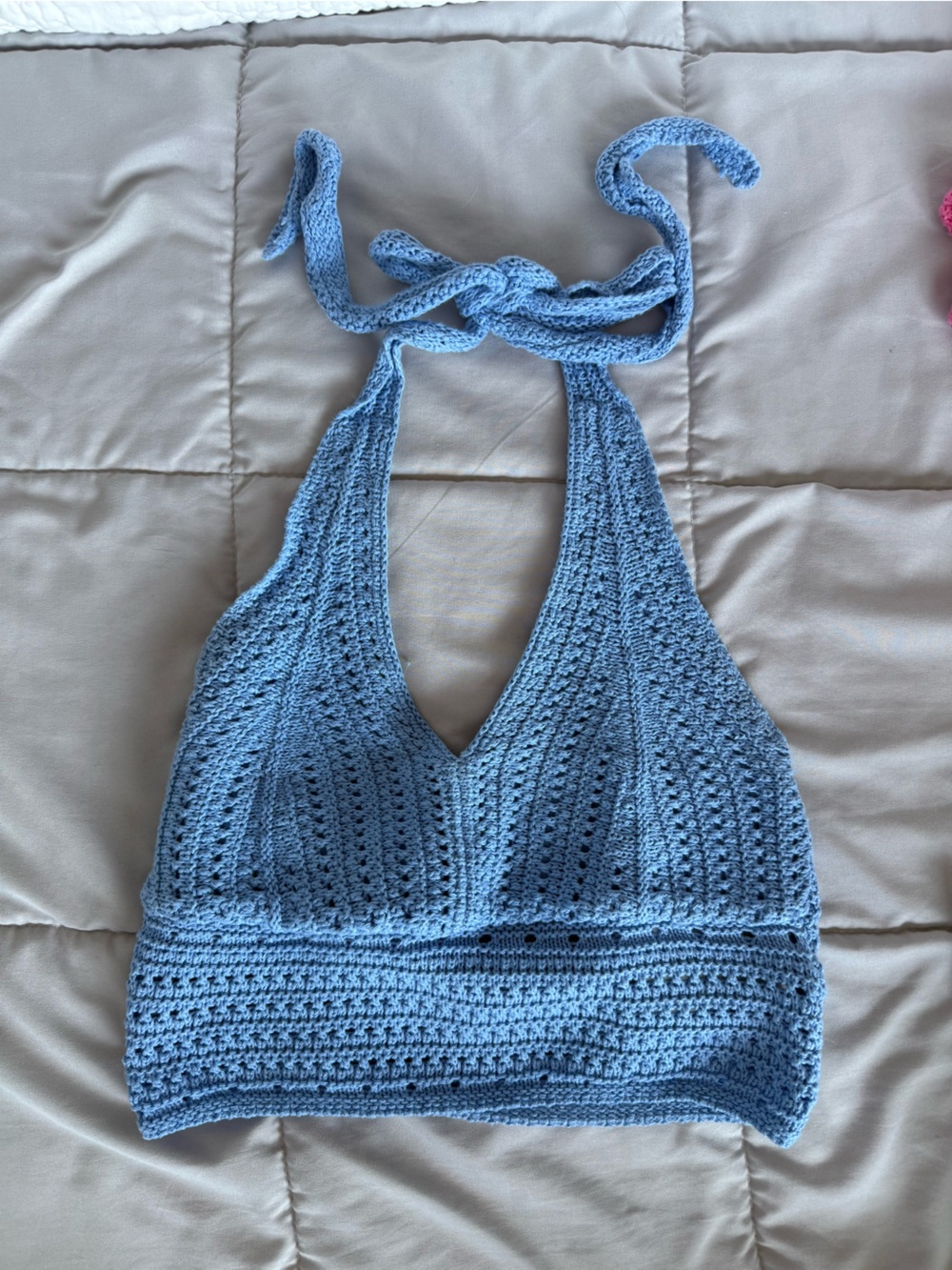 Hollister Light Blue Crochet Halter Tank